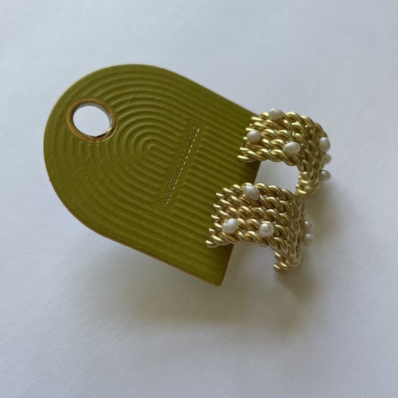 Anthropologie Demi Fine Pearly Rope Earrings 14K Gold Plated - Picture 3 of 5